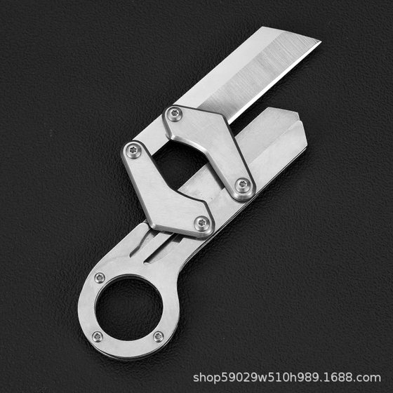 Outdoor mechanical folding knife convenient folding knife high hardness multi-function push form fruit express knife