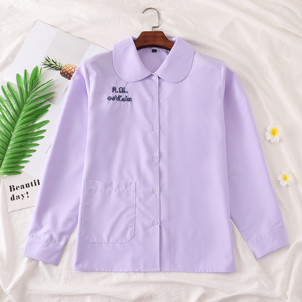 Сиреневый лонгслив с круглым воротником