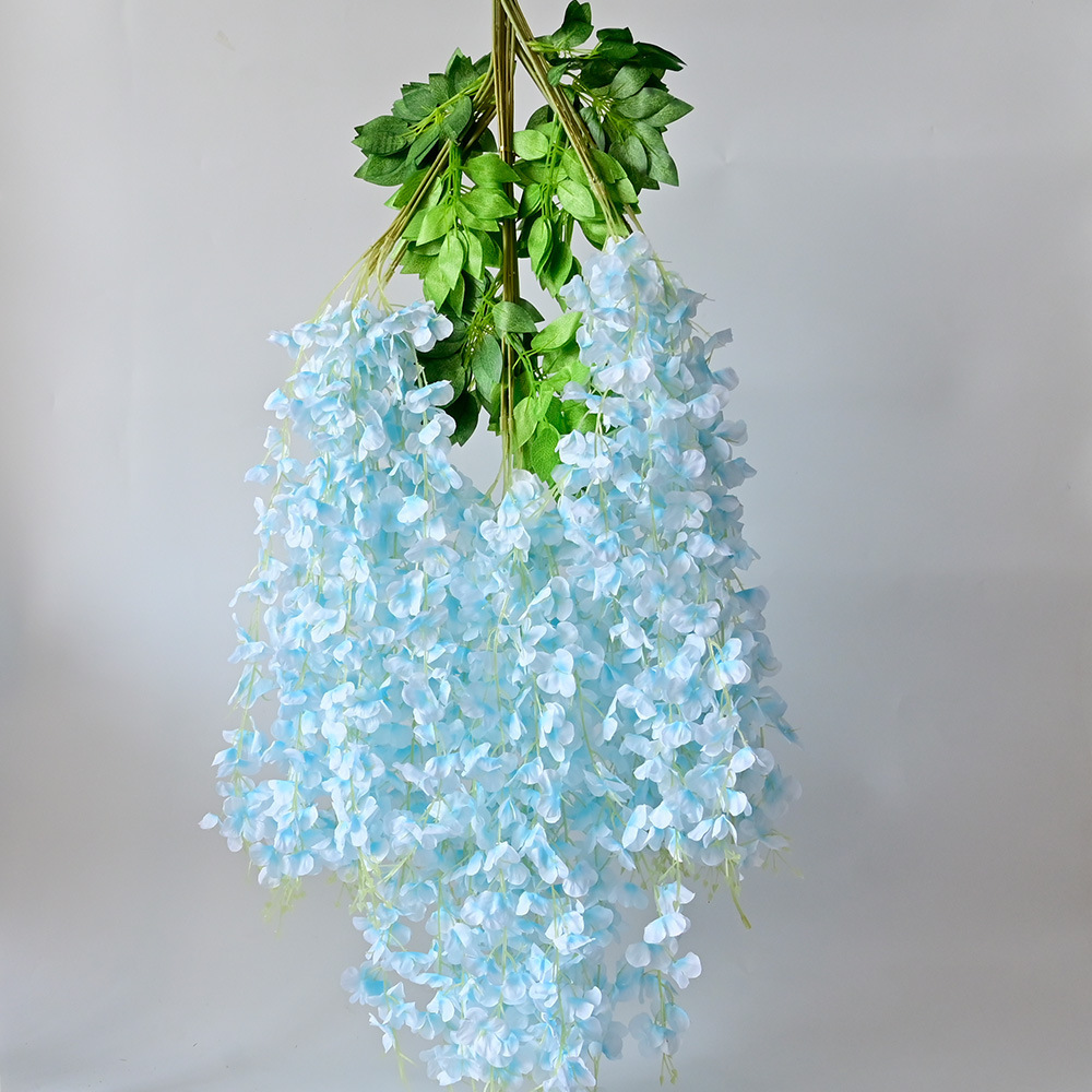 Simulación flor de glicina de 6 hojas flor falsa flor de techo violeta flor de boda de glicina decoración de flores de ratán decoración de flores vid
