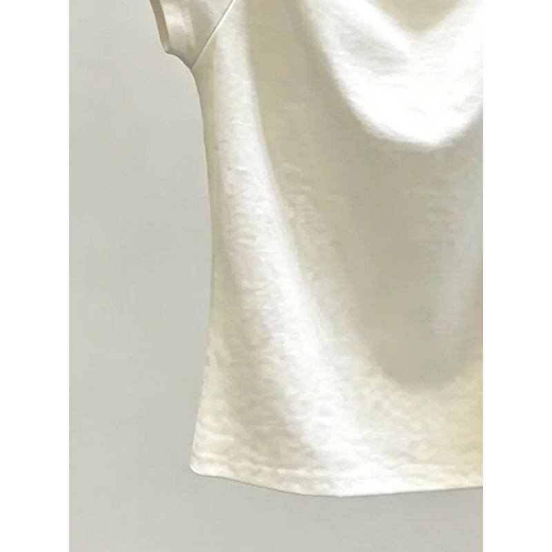 여름 디자인 감각 소크라운 블라우스 티셔츠 유니크 단추 트임 살구색 반팔 티셔츠녀
