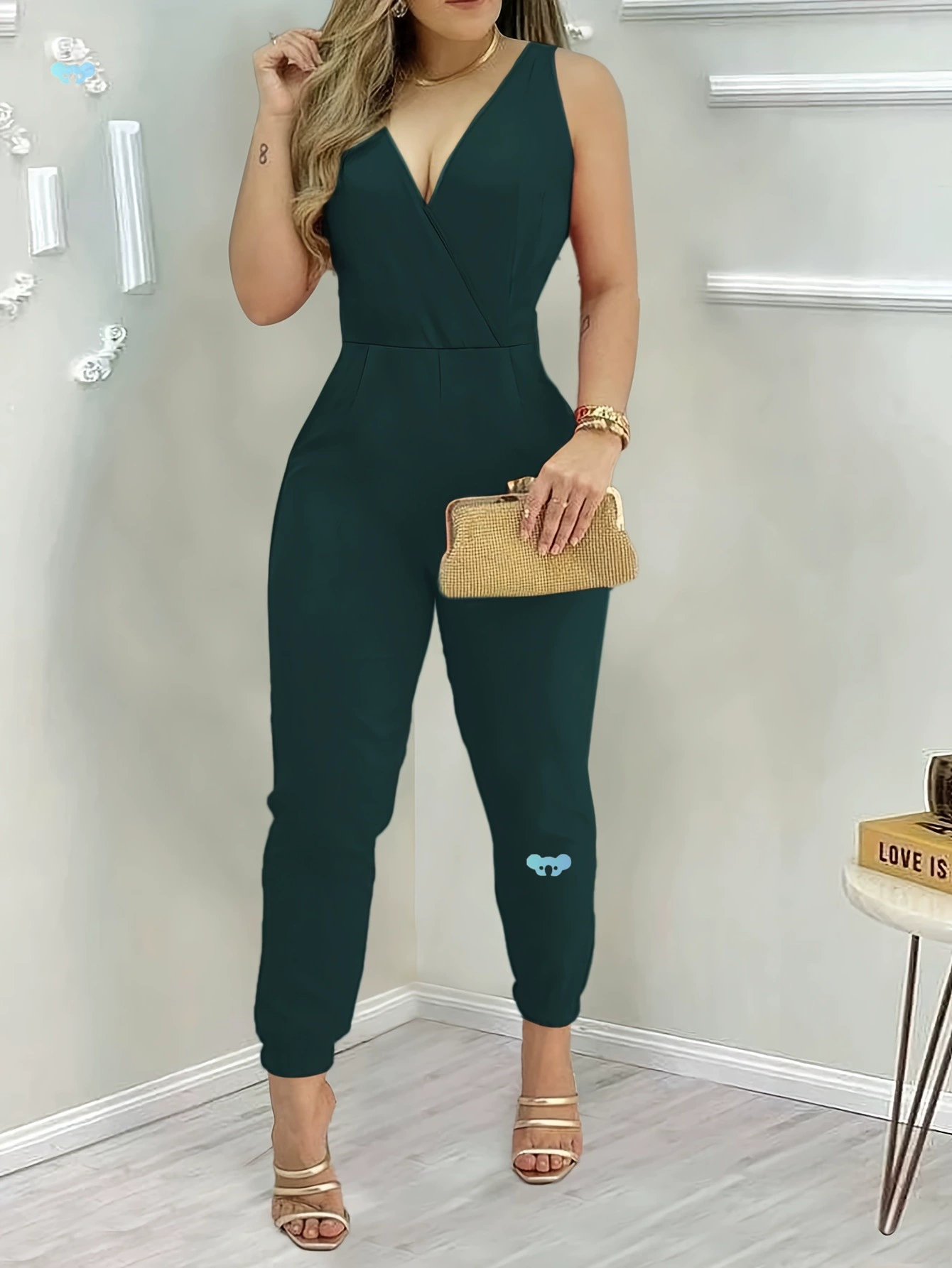 Женский повседневный комбинезон с открытыми плечами и V-образным вырезом на рукавах, трансграничный