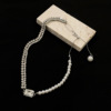 Small design necklace from pearl, short chain for key bag , trend of season, 2021 years, simple and elegant design