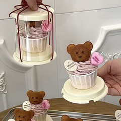 Internet celebrity mini cake box 2-inch round transparent cupcake box mousse dessert pastry box French packaging