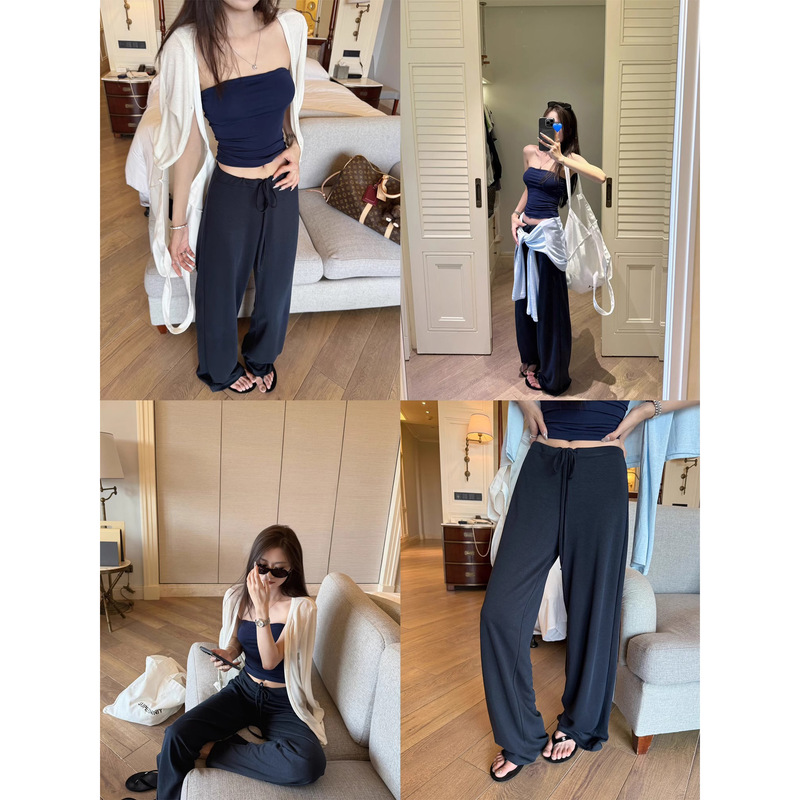 3563 #   superniniyy 雲模造キュプラシルクドレープクールスリム巾着ストレートパンツ|undefined