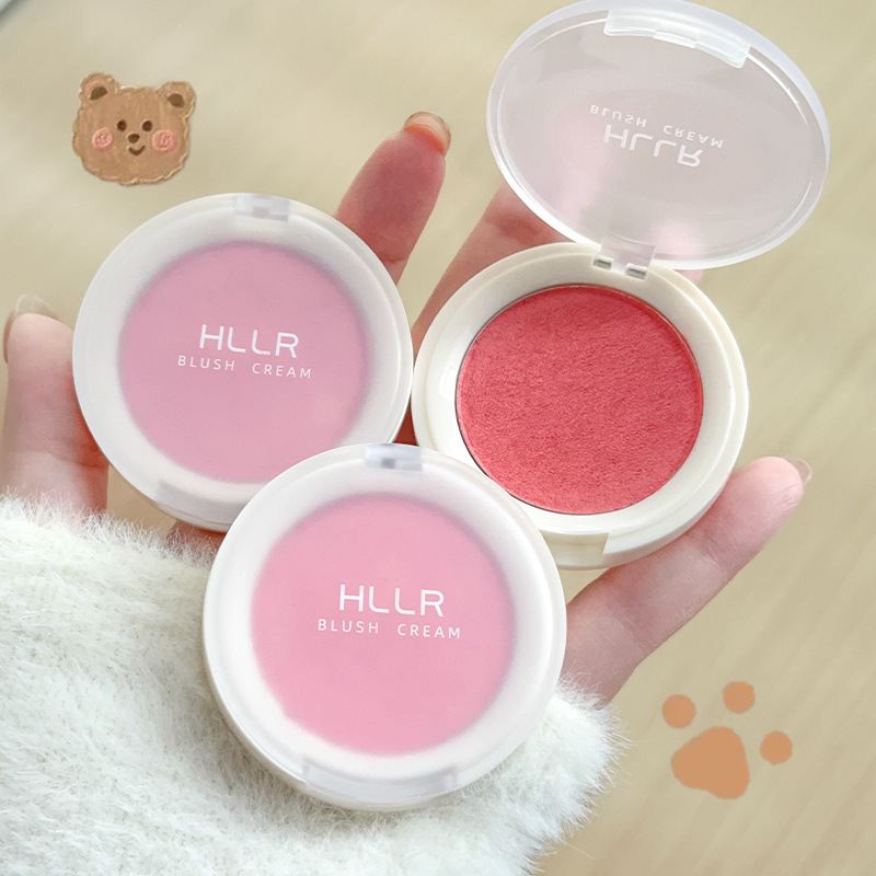 Monochrome Cream Blush Ins Brightens and Colors, Long-Lasting, Natural, Delicate and Energetic Pearlescent Female Student Style Rouge Contouring