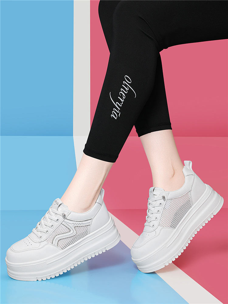 Giày sneaker nữ đế dày bánh xốp trắng phong cách mới xuân hè, đế mềm thoáng khí — 6077 Trắng, 6077 Bạch quả chi tiết 4