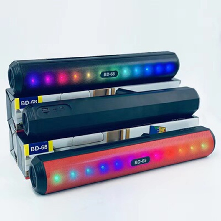 新款BD68蓝牙音箱私模多彩炫灯插卡TWS对串联桌面低音炮无线音响