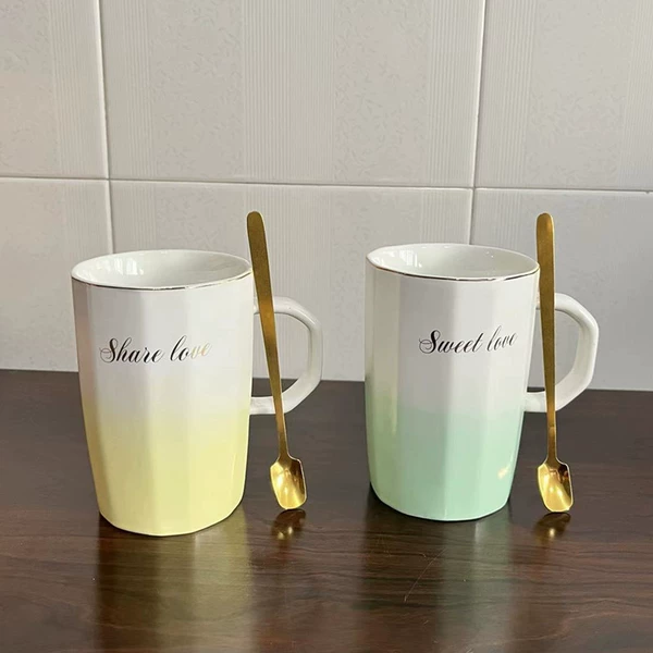 Pair of yellow cup + green cup - free spoon