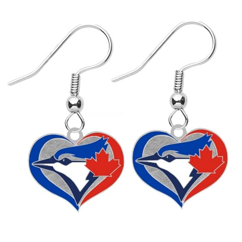 Mlb Toronto Blue Jays Heart-Shaped Oil Dripping Sports Team Earrings