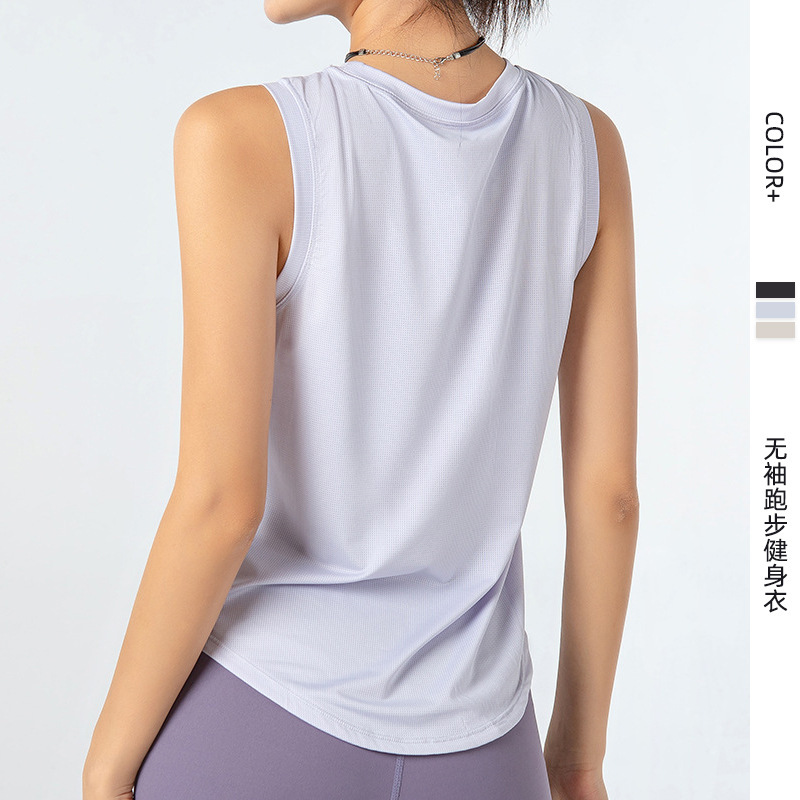 Cross-Border Sports Vest Women's Summer Thin Quick-Drying Clothing Yoga Short-Sleeved Sleeveless Running Fitness Clothing Loose Blouse Vest