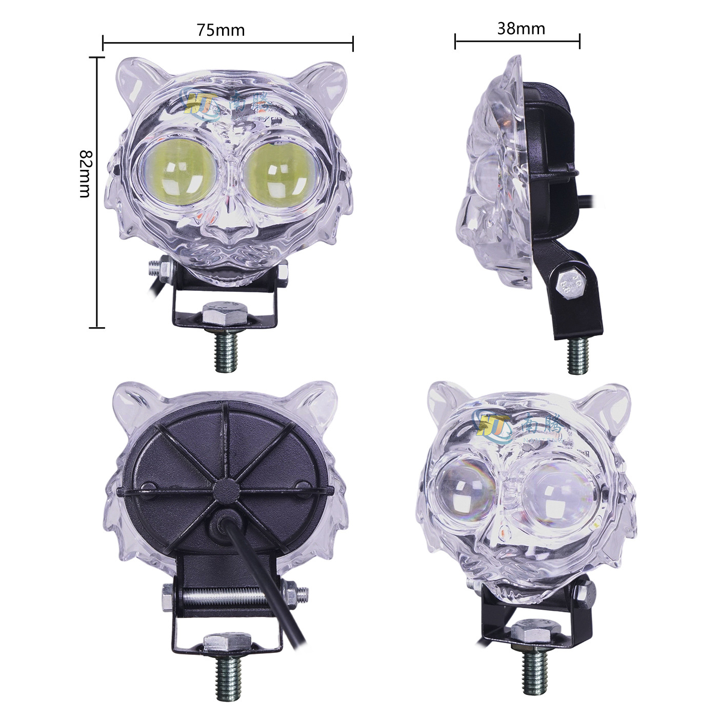 Tigre motocicleta faro blanco amarillo lejano y cercano lente de doble luz transformada led exterior lámpara de vehículo eléctrico lámpara de vehículo todoterreno