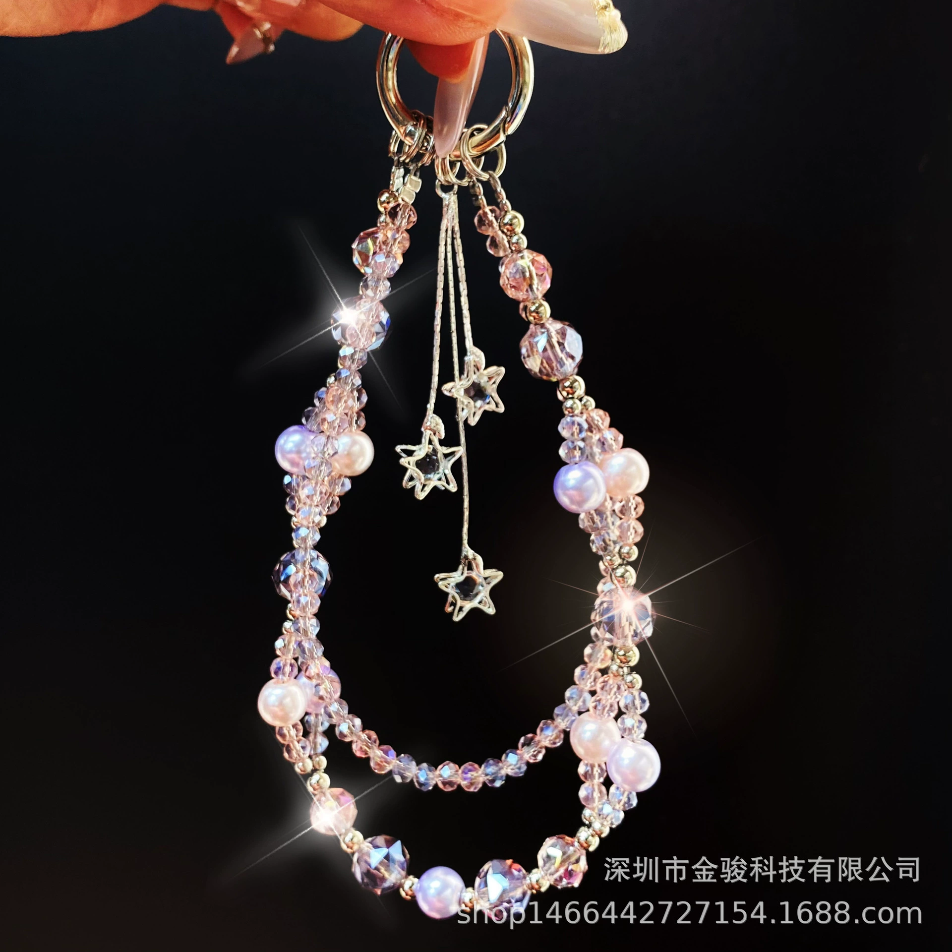 Rs звезды кисточки кристалл мобильный телефон цепочка бисер двухцепочечный циркон пятиконечная звезда цепь новый модный мобильный телефон подвесная цепь