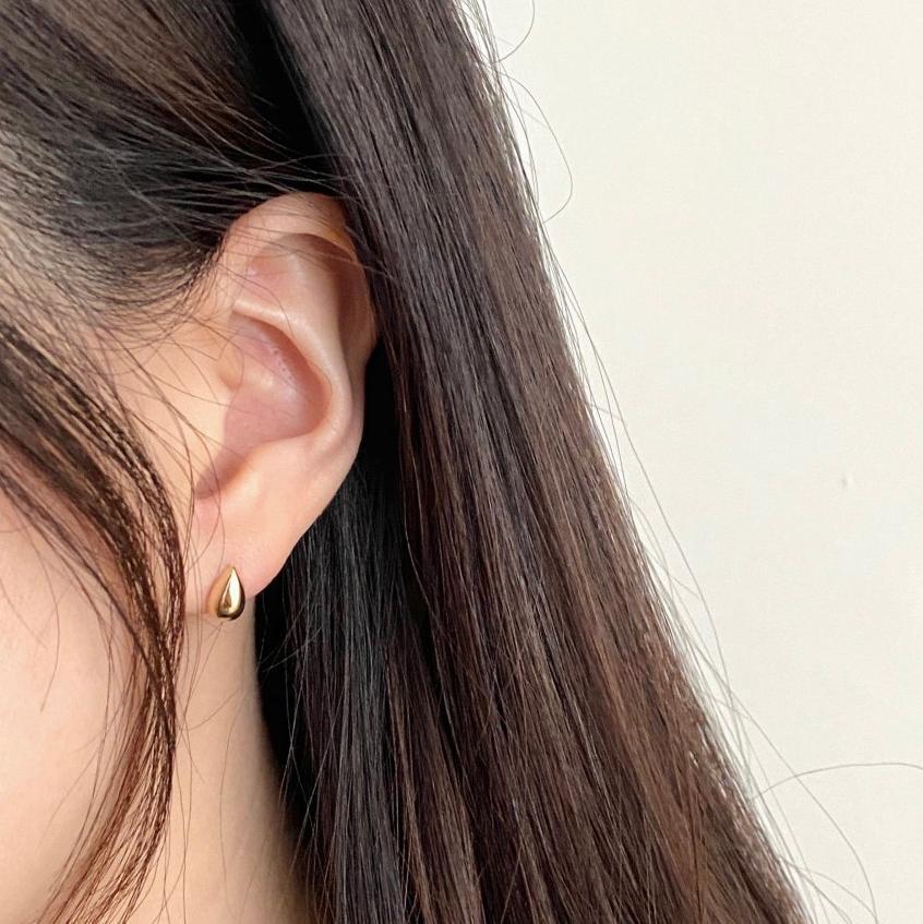 Water Droplets Pattern 1 Pair 925 Sterling Silver Water Droplets Ear Studs