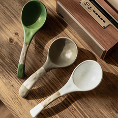 レトロ粗陶大スプーン家庭用陶磁器スプーン景徳鎮大スプーン卸売り食器盛湯盛粥スプーン