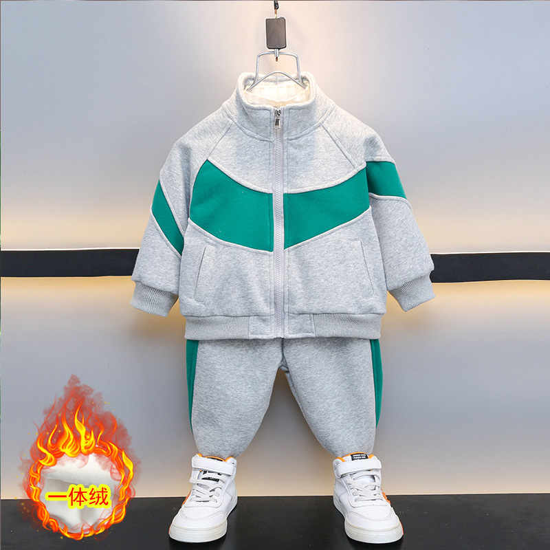 6391 Traje de terciopelo para niños 2025 nuevo estilo fresco y atractivo ropa de invierno suéter grueso niño bebé otoño e invierno