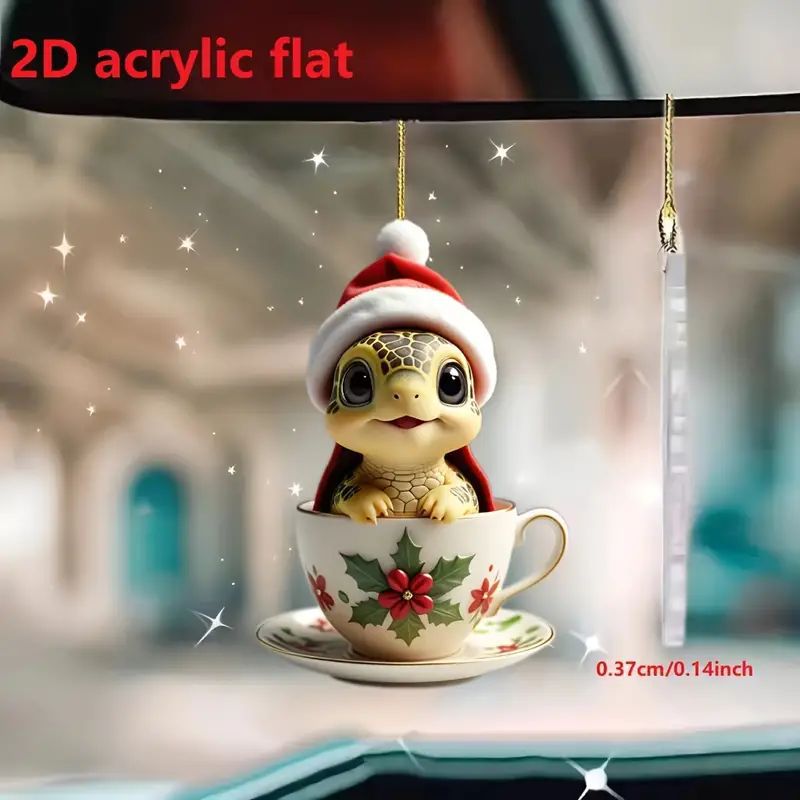 Amazon transfronterizo nuevo acrílico plano personalidad creativa adorable tortuga decoración árbol de Navidad decoración para el hogar image 3