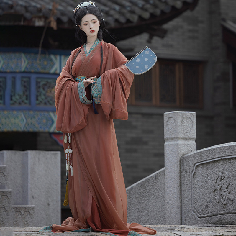 Authentic Warring States Robe Restoration Ma Mountain Chu Tomb Han Dynasty Daily Large Volume Original New Trailing Straight Robe Spring, Summer and Autumn