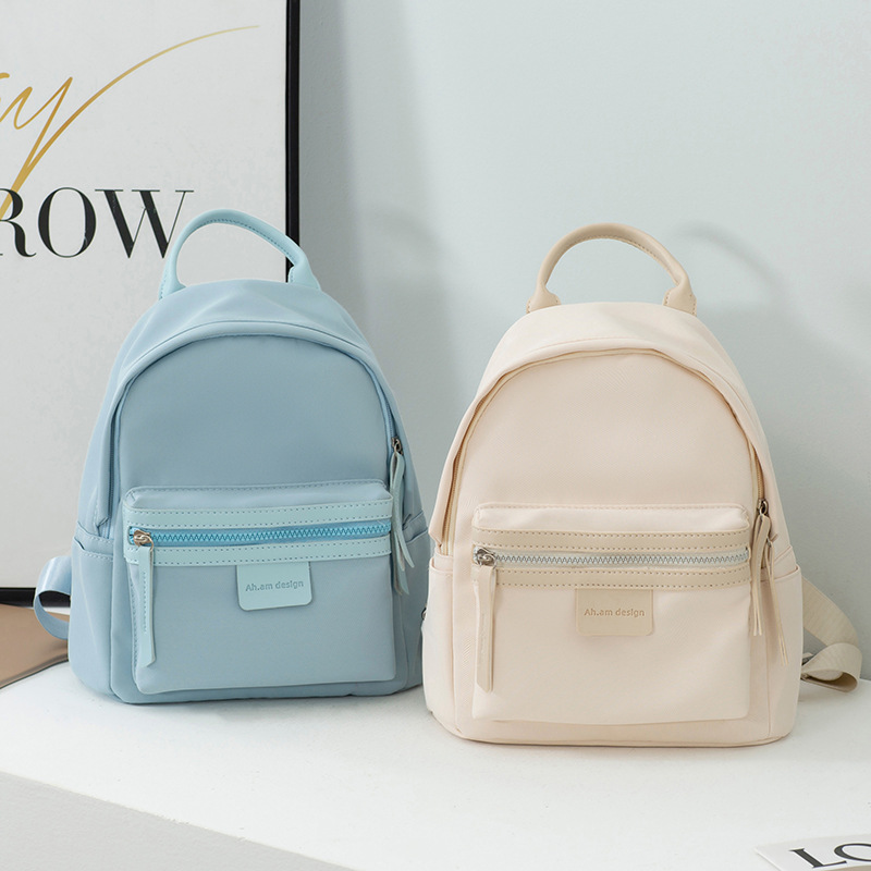 Waterproof Small Backpack Simple All-Matching Solid Color Backpack Women Lightweight Travel Mommy Bag Various Sizes Elementary School Student Backpack