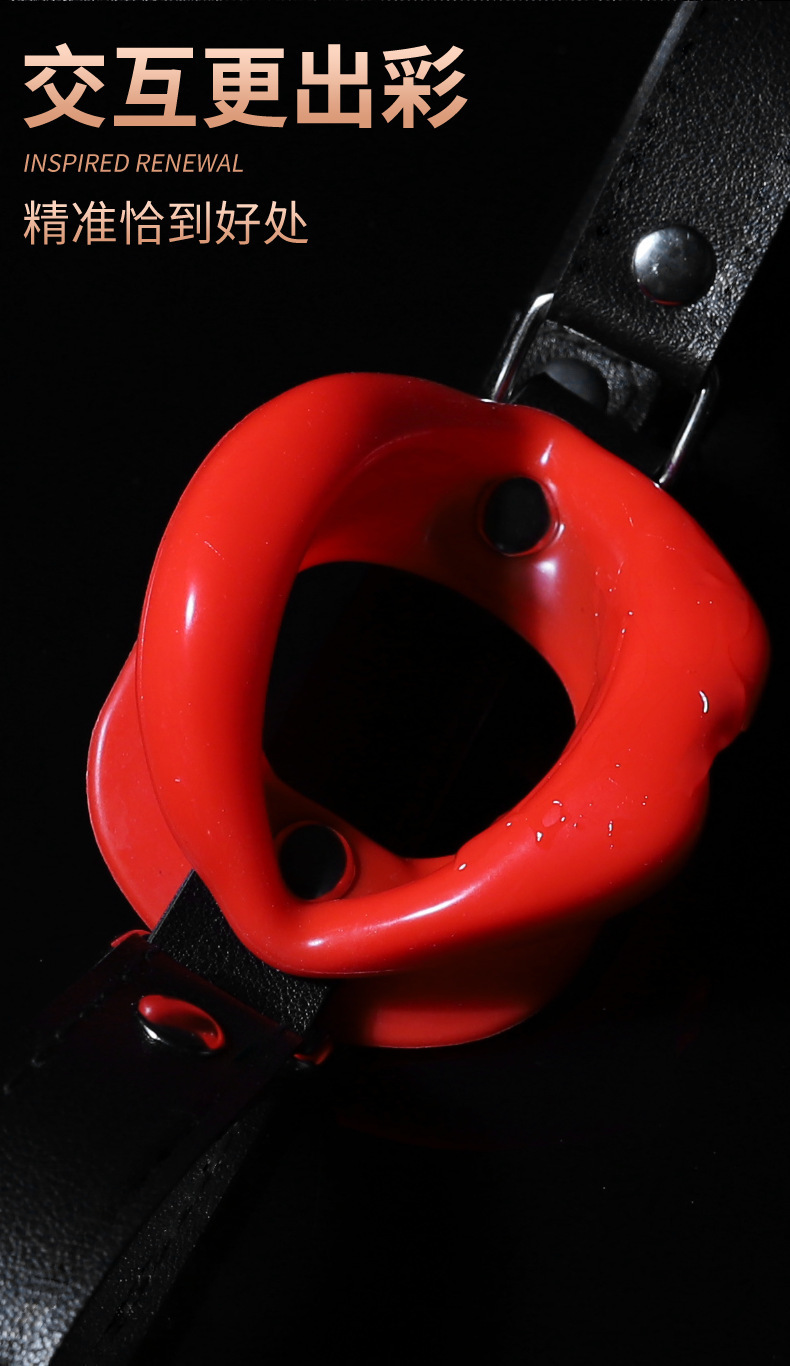 SM Mouth Ball Gag with Leather Strap and Silicone Ball for Adult Couples — detail image 14