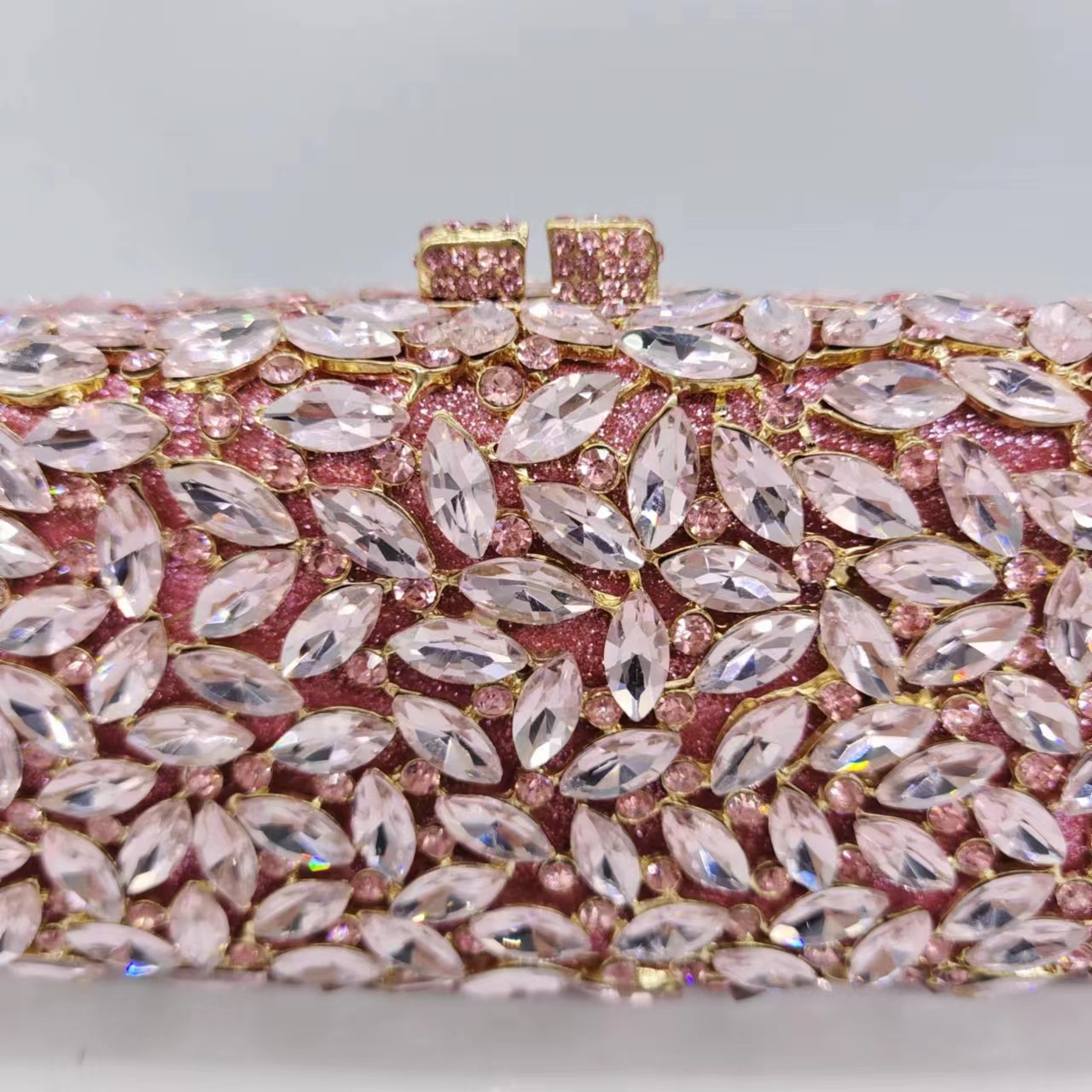 Túi clutch nữ đính kim cương giả dự tiệc dạ hội cao cấp — Màu xanh lá, Màu hồng, Nền vàng kim cương trắng, Xanh bạc chi tiết 2
