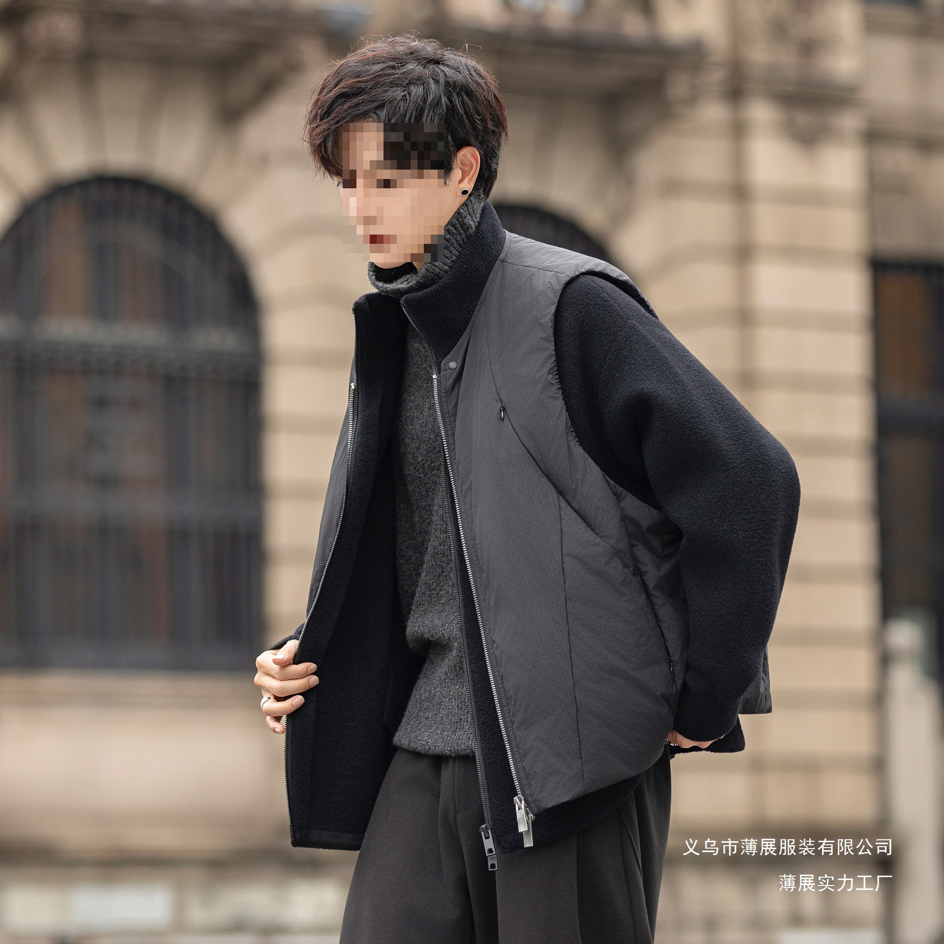 F5523-P435立领拼接羽绒服男士外套白鸭绒韩版加厚冬装双面可穿