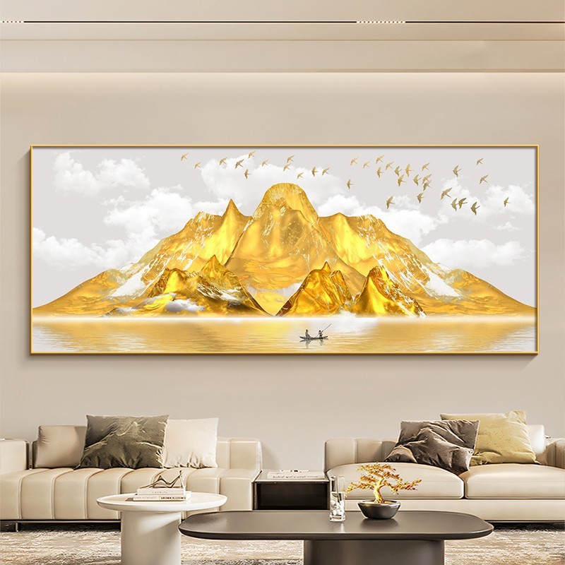 日照金山靠山水画装饰画客厅办公室沙发轻奢高级感背景墙壁画挂画|undefined