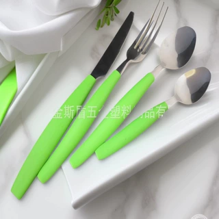 现货12件套16件套24件套塑料托牛扒刀叉勺南美巴西低价餐具套装
