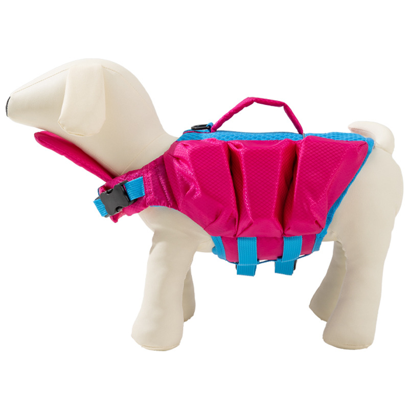 Verano nuevo chaleco salvavidas para mascotas color contraste trajes de baño poderosos perros flotantes natación comercio exterior ropa de perro