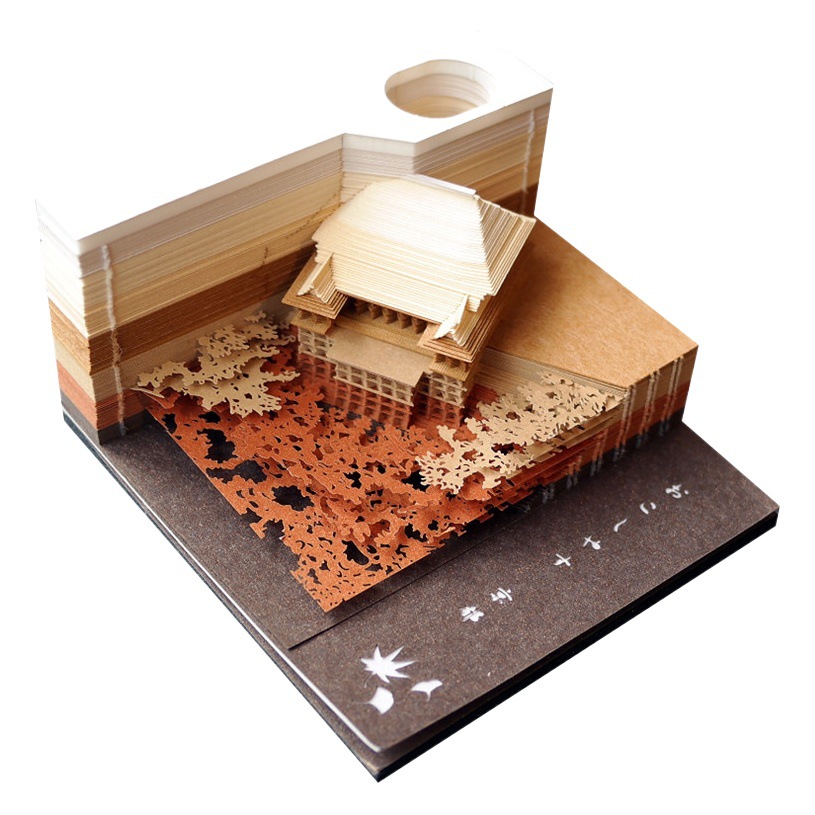 Transfronterizo TIK suministro al por mayor 3D tridimensional papel talla modelo Qingshui Templo gradiente de luz LED nota Li pegatinas regalos de empresa