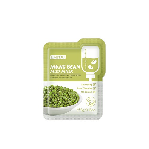 LAIKOU mung bean mask mud 5g trial manufacturer hydrating refreshing pore cleaning mud mask 1 piece