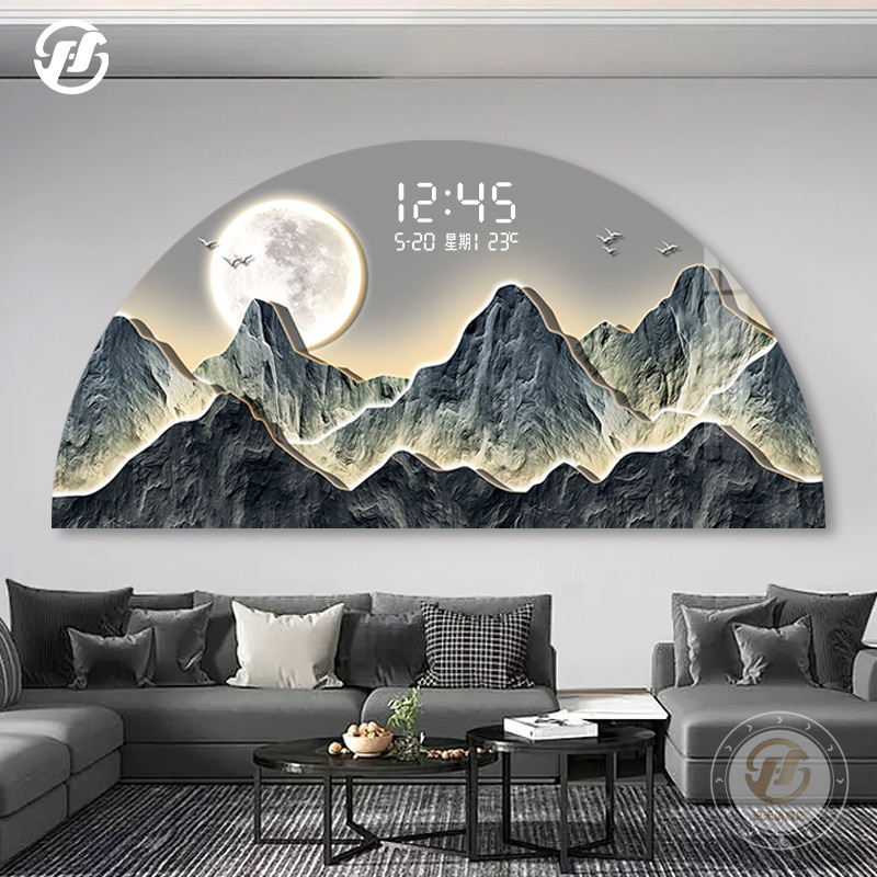 Atmosfera paisaje sala de estar pintura de decoración lujosa ligera buena significación detrás de la columna colgante pantalla digital electrónica pintura de lámpara de sala de té dormitorio
