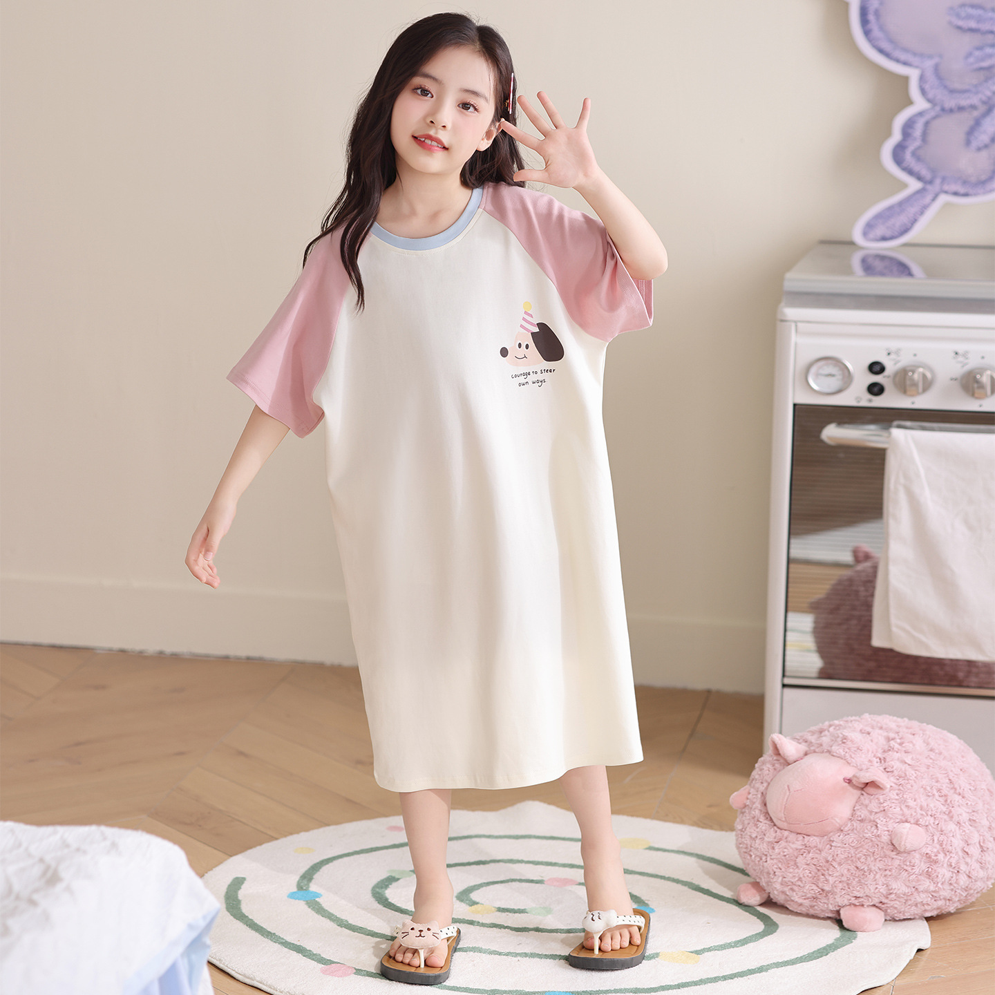 Pijama de niñas de verano algodón de mangas cortas pijama delgada pijama de niños princesa adolescente ropa para el hogar de niños image 18