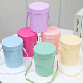 马卡龙彩色手提塑料小抱抱桶插花桶鲜花艺店花束桶礼盒礼物桶批发