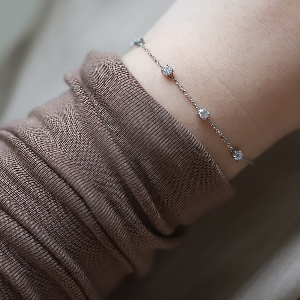 Fashion Solid Color Titanium Steel Inlay Artificial Gemstones Bracelets 1 Piece