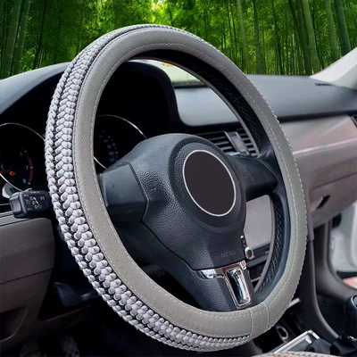 Steering wheel cover, silk handle cover four seasons universal - noble-ice-silk-gray-38cm