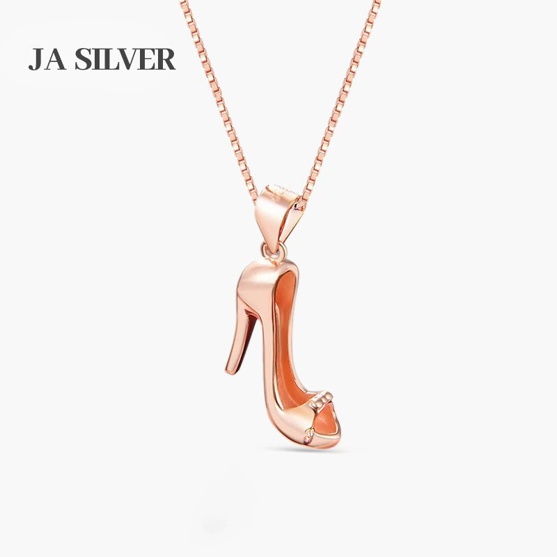 925 plata esterlina rosa dorada tacones altos colgantes mujeres europeas y americanas estilo OL lujo ligero colgantes de plata colgantes al por mayor