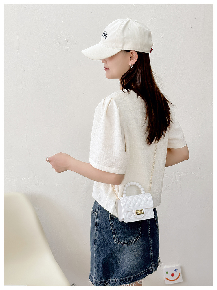 157g Weight Polyester Lining Material Flip Cover Closure Type Single Shoulder Strap Strap Type Jelly Bag Bags Type Casual, Holiday Occasion PVC Material Solid Color Pattern All Seasons Season Women's Gender Basic, Classic Style Style Square Shape Small Size Women's Small PVC Solid Color Basic Classic Style Square Flip Cover Jelly Bag 36