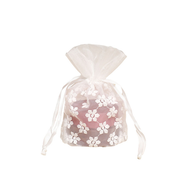 gauze white jewelry storage bag flower-shaped