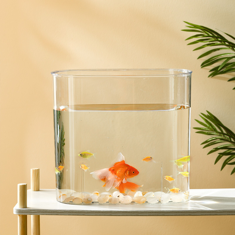 Living Room Transparent Fish Tank Turtle Tank Plastic Garbage Bin Household Garbage Bin Office Oval Gap Garbage Basket
