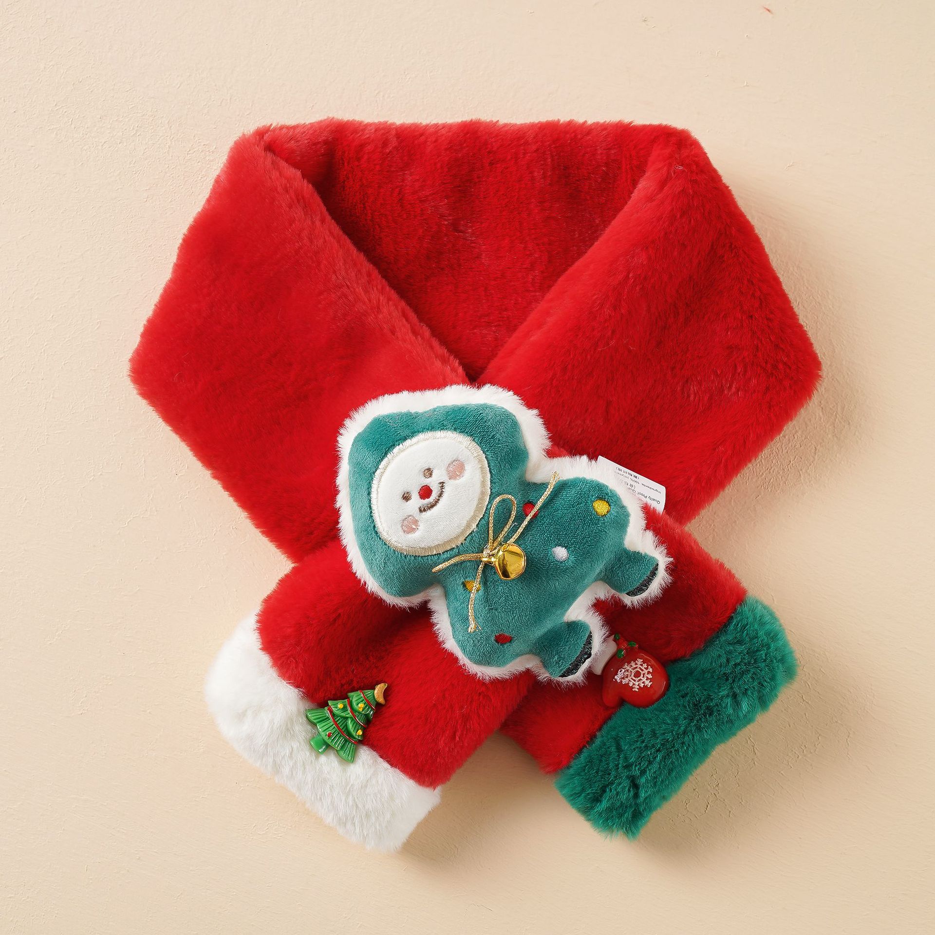 INS Navidad bebé invierno cálido color sólido felpa boca bufanda bebé fuera de moda suave bufanda Linda