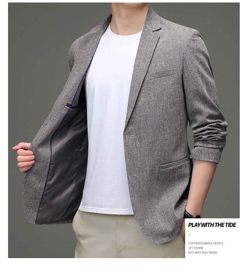 Áo vest nam vải lanh pha cotton mỏng nhẹ dáng ôm xẻ tà sau — Màu xám nhạt, Xanh xám nhạt chi tiết 15