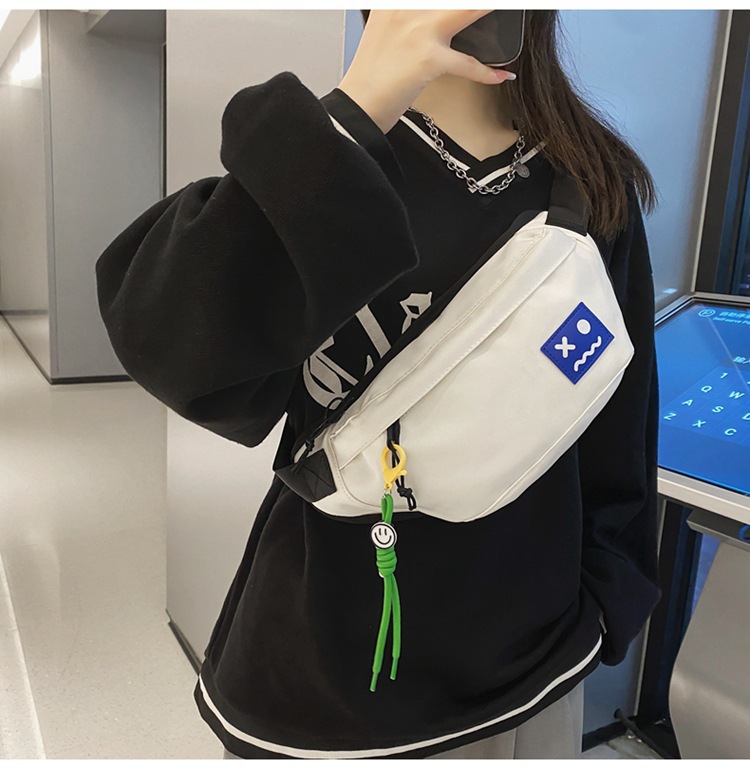 Zipper Closure Type Single Shoulder Strap Strap Type Fanny Pack Bags Type Men's Solid Color Nylon Zipper Fanny Pack