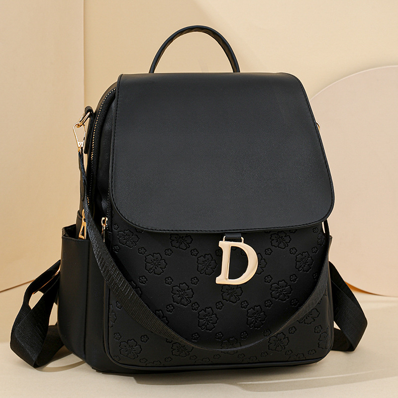 2025 primavera nuevo estilo casual mujer mochila de cuero suave moda simple en relieve mochila de viaje de gran capacidad bolso femenino