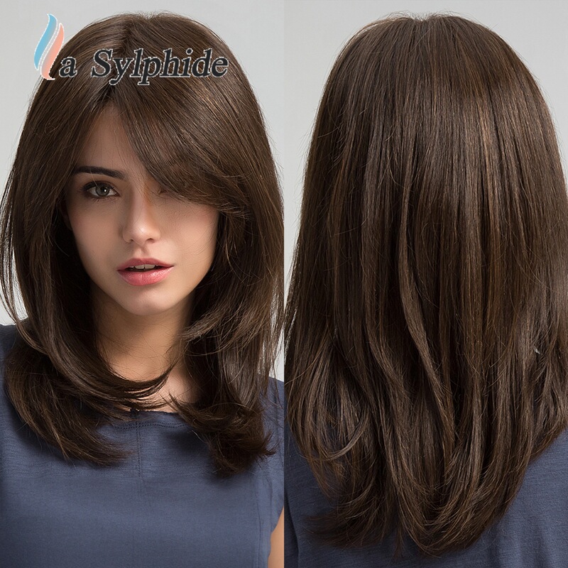 Full Wig Dark Brown Side-Parted Long Straight Hair Matte High-Temperature Silk Age-Reducing High-Level Clavicle Hair European Cross-Border Full Wig Dark Brown Side-Parted Long Straight Hair Matte High-Temperature Silk Age-Reducing High-Level Clavicle Hair European Cross-Border