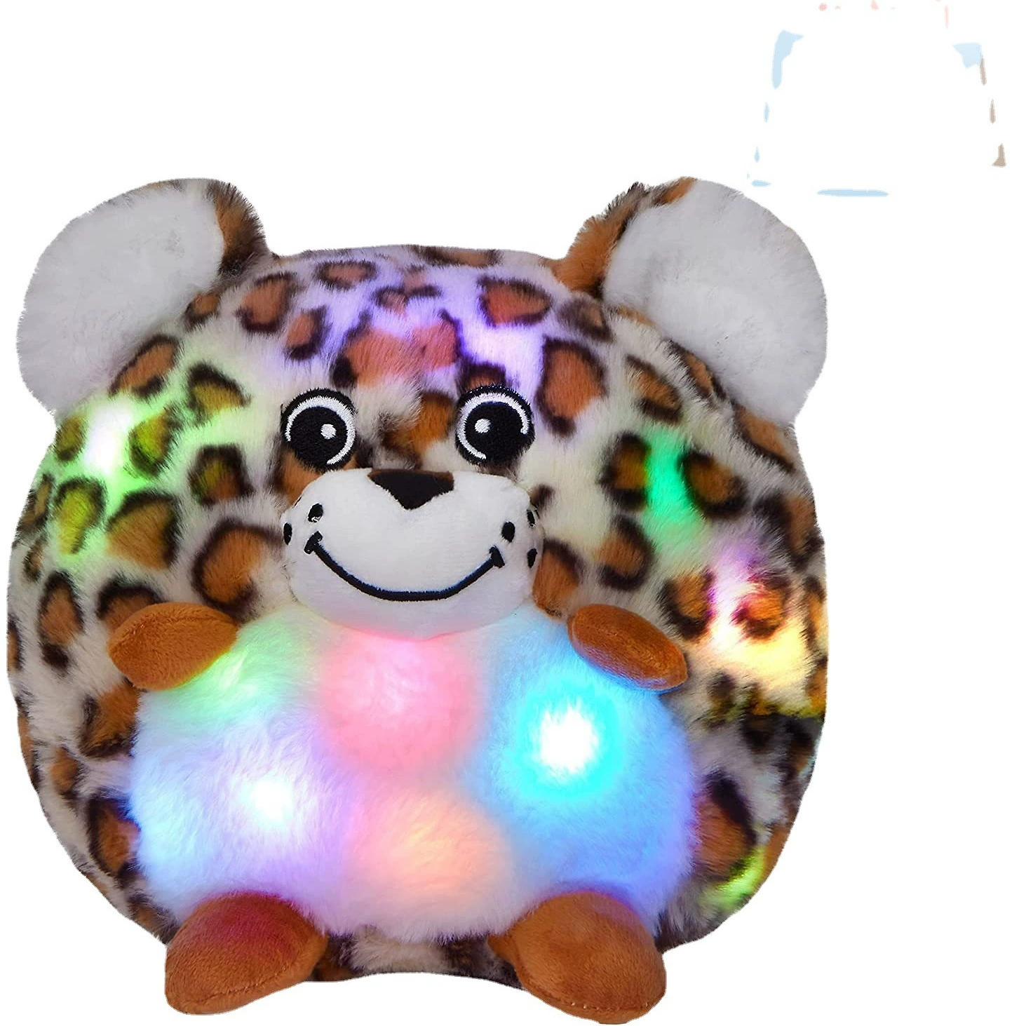 Изготовленная на заказ Рождественская светящаяся с музыкой круглая кукла леопарда Жираф с легкой плюшевой детской светящейся игрушкой маленькая