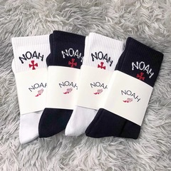 NOAH Cross Streetwear Basketball Street Sports Mid-Calf Socks for Men and Women, Pure Cotton Couple Socks