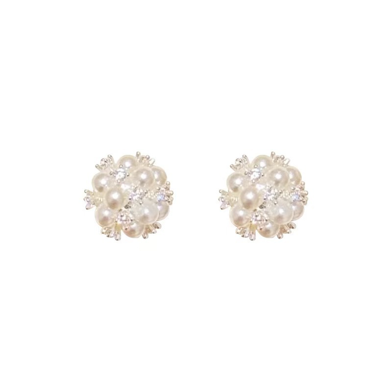 Nuevo micropartón de piedra hortenida flores perlas perlas nicho femenino diseño de alta sensación pendientes de moda joyas de orejas