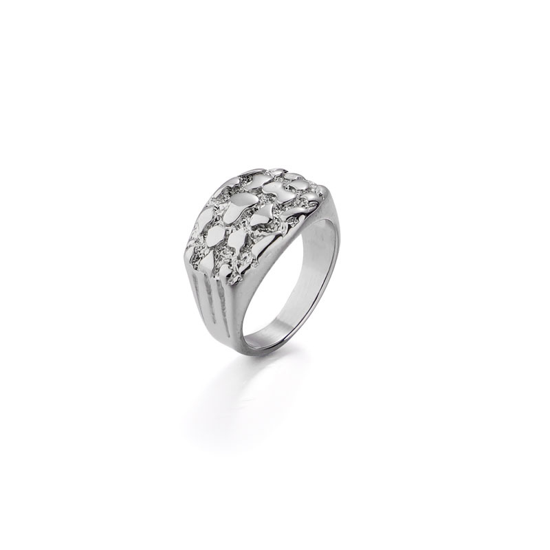 Herren Nugget Ring Aus Edelstahl Im Hip Hop Stil Statement Schmuck_voghion.com