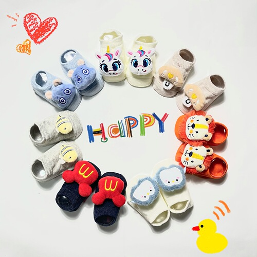 New children's socks design ins style baby children's invisible socks dotted cute three-dimensional cartoon cotton doll socks