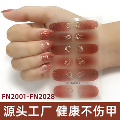 Wholesale gold foil nail sticker full nail sheet 5D stereoscopic decorative sticker European and American finished wear crystal nail
